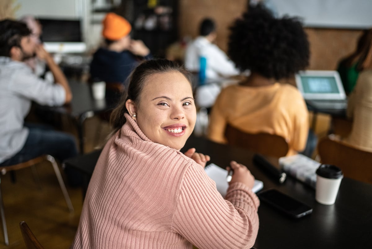 Woman with Down Syndrome in the Classroom